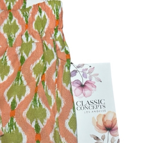 Stylish High Waist Women's Shorts in Green and Orange - Picture 3 of 4